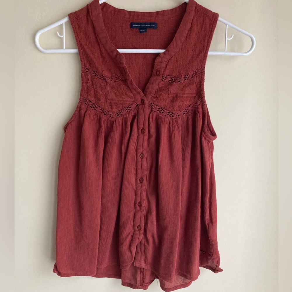 American Eagle Button Down Sleeveless Blouse